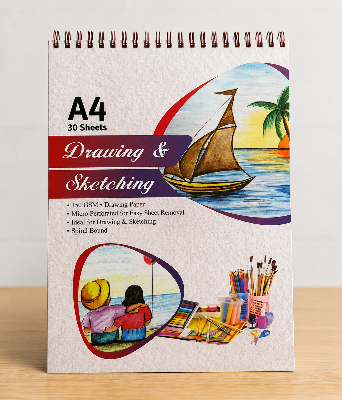 A4 Drawing & Sketching Pad – 150 GSM – 30 Sheets – Spiral Bound – Pack of 20