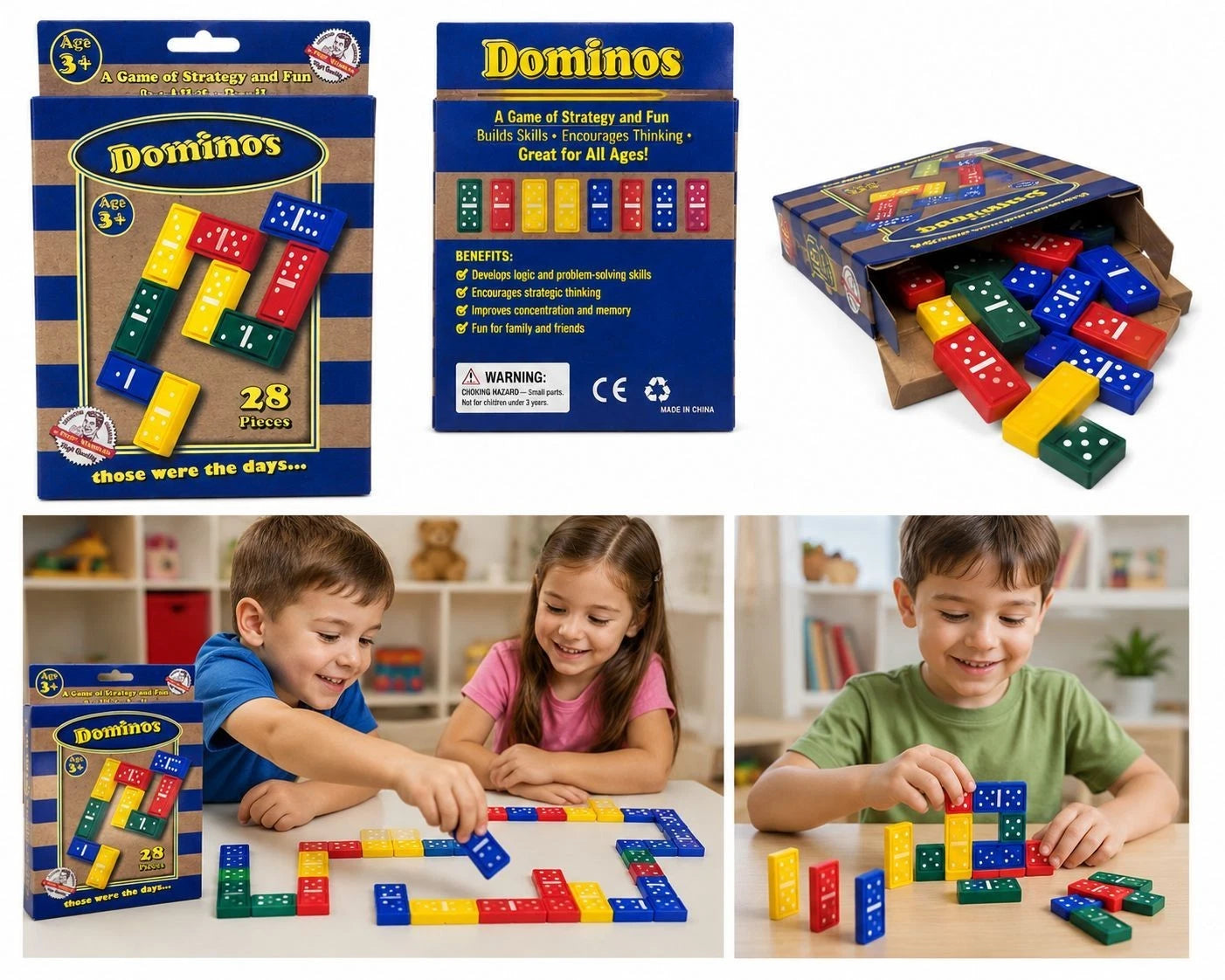 Colourful Dominoes 28 Piece Family Game – Age 3+