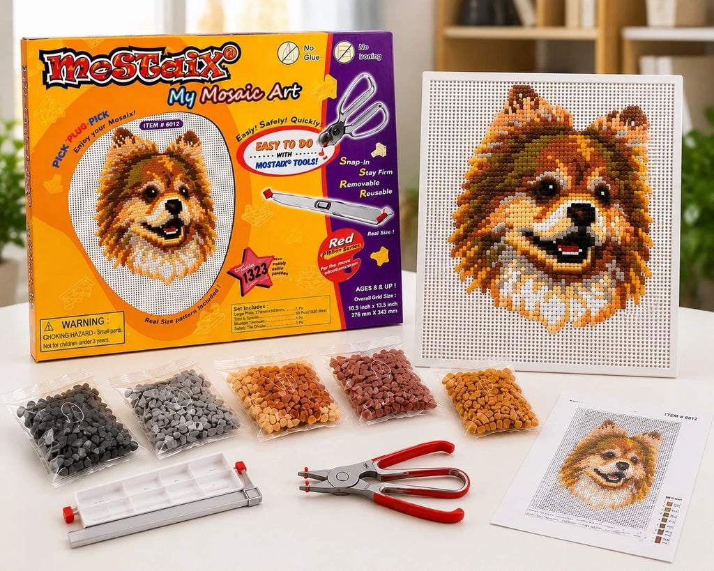 Mostaix My Mosaic Art Dog Craft Kit 1323 Pieces DIY Pixel Art Set Ages 8+ Gift