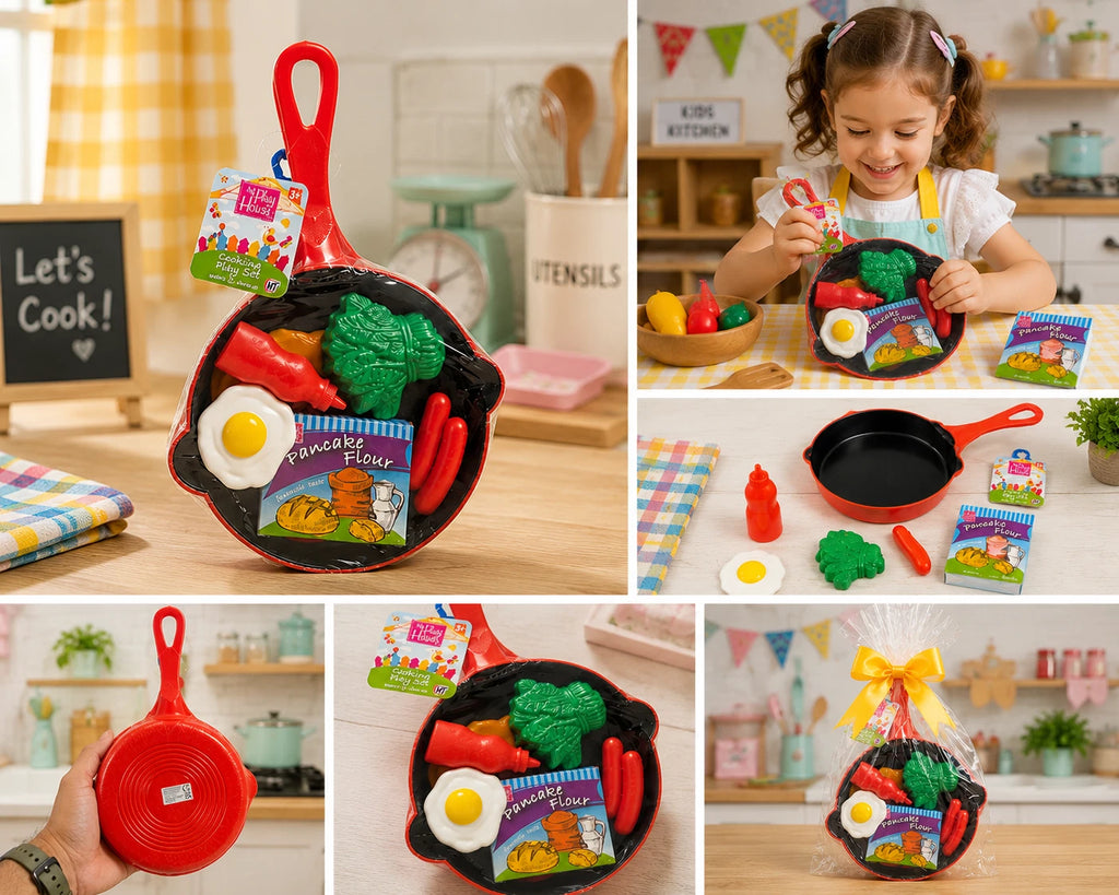 Cozy Village Kids Kitchen Play Food Set Toy Pots Pans Cooking Role Play Age 3+