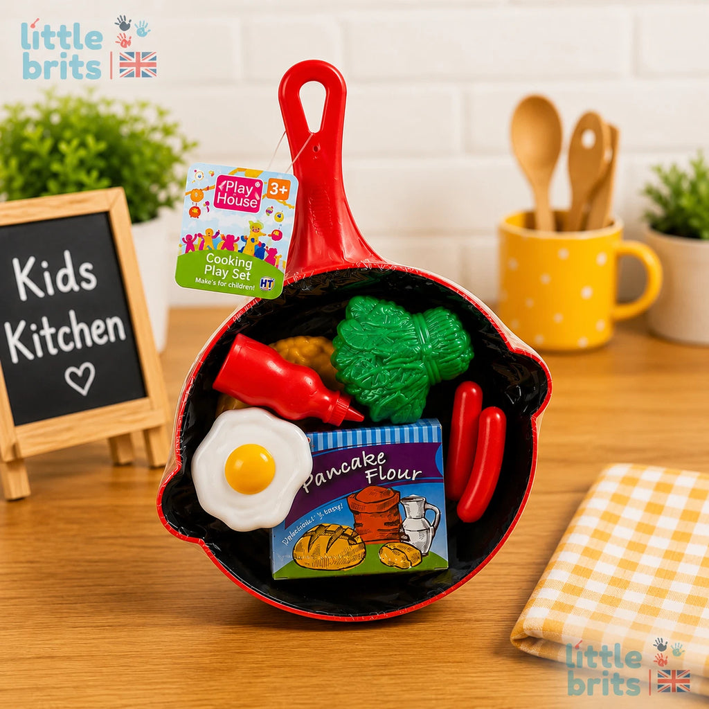 Cozy Village Kids Kitchen Play Food Set Toy Pots Pans Cooking Role Play Age 3+