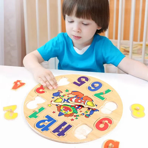 Share Wooden Learning Clock Puzzle Clown Toy Tell Time Educational Early Learning 3+