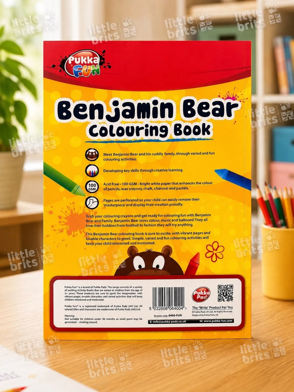 Pukka Fun Benjamin Bear Colouring Book Kids Activity Book Colouring Ages 3+