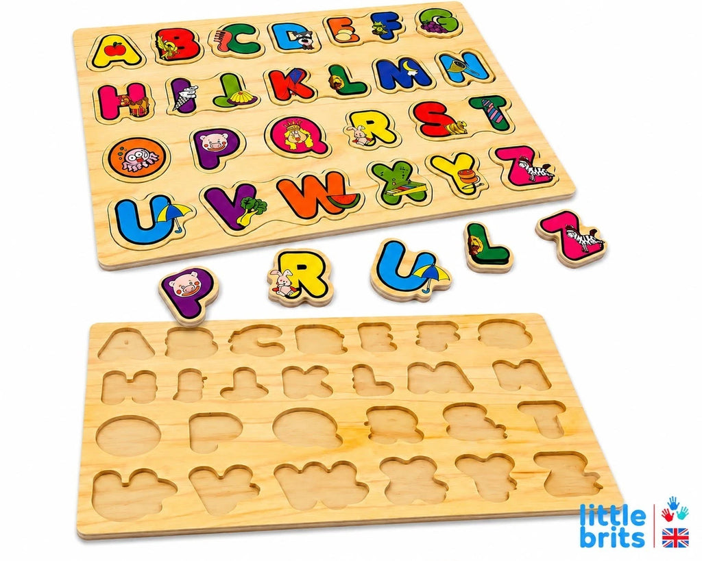Wooden Alphabet Puzzle Board ABC Learning Toy A-Z Preschool Educational Age 3+