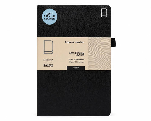 A5 Premium Leather Ruled Notebook Journal Diary 144 Pages Black Office School