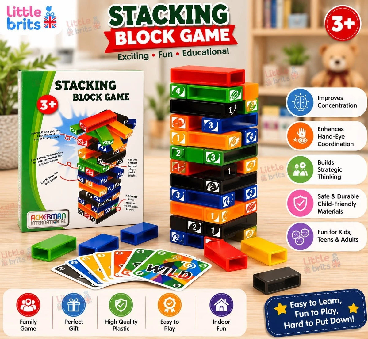 Stacking Block Game Kids Family Tower Balance Game Educational Toy Age 3+