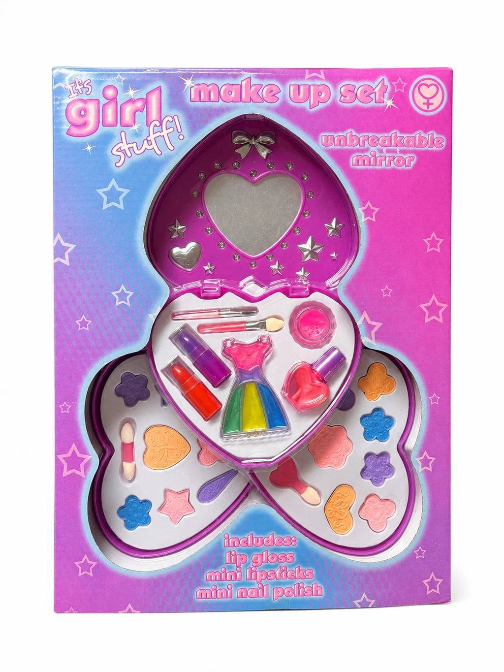 Girls Makeup Kit Pretend Play Cosmetic Set with Mirror Lip Gloss Nail Polish Toy