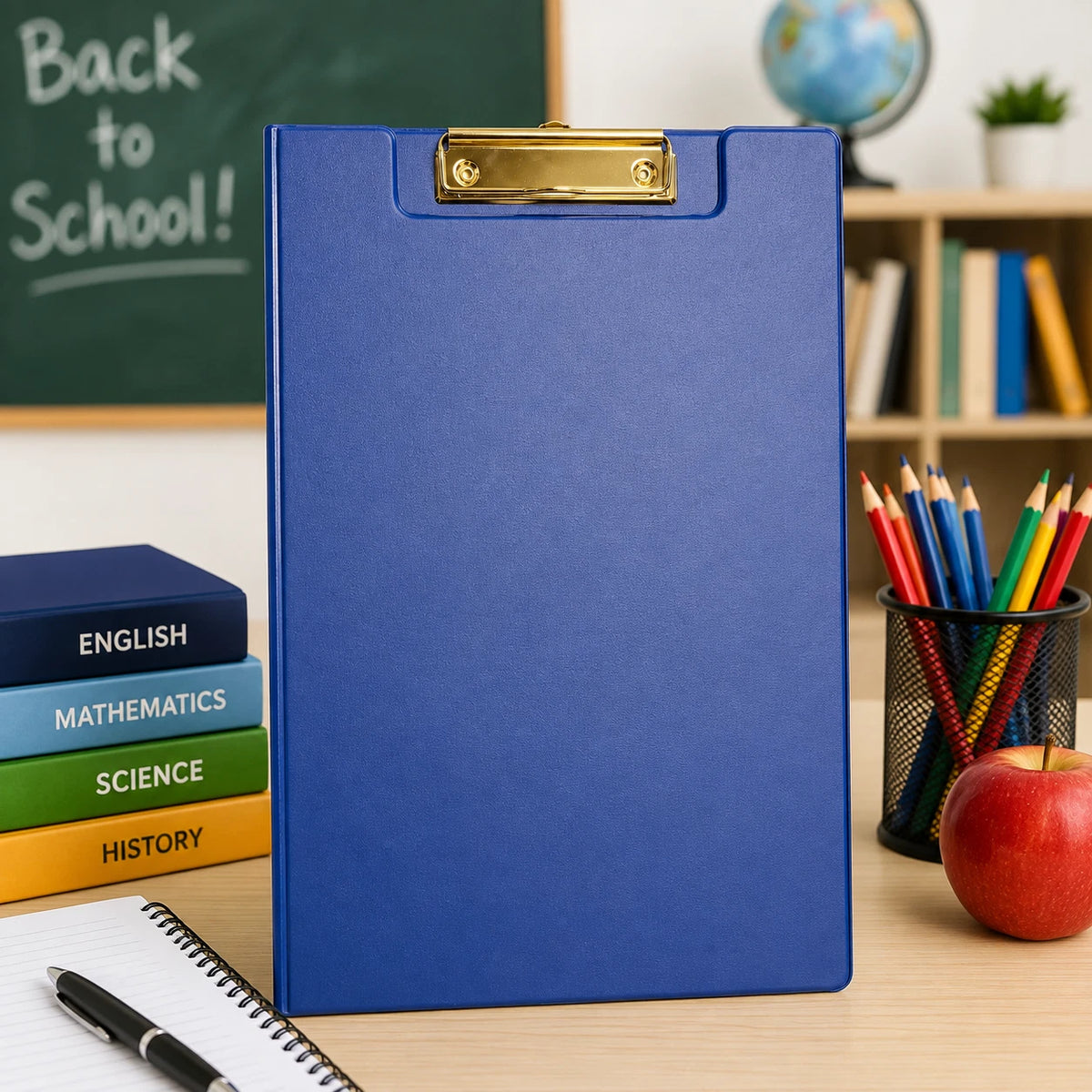A4 Foolscap Clipboard Folder with Cover Blue PVC Heavy Duty Office School Clip