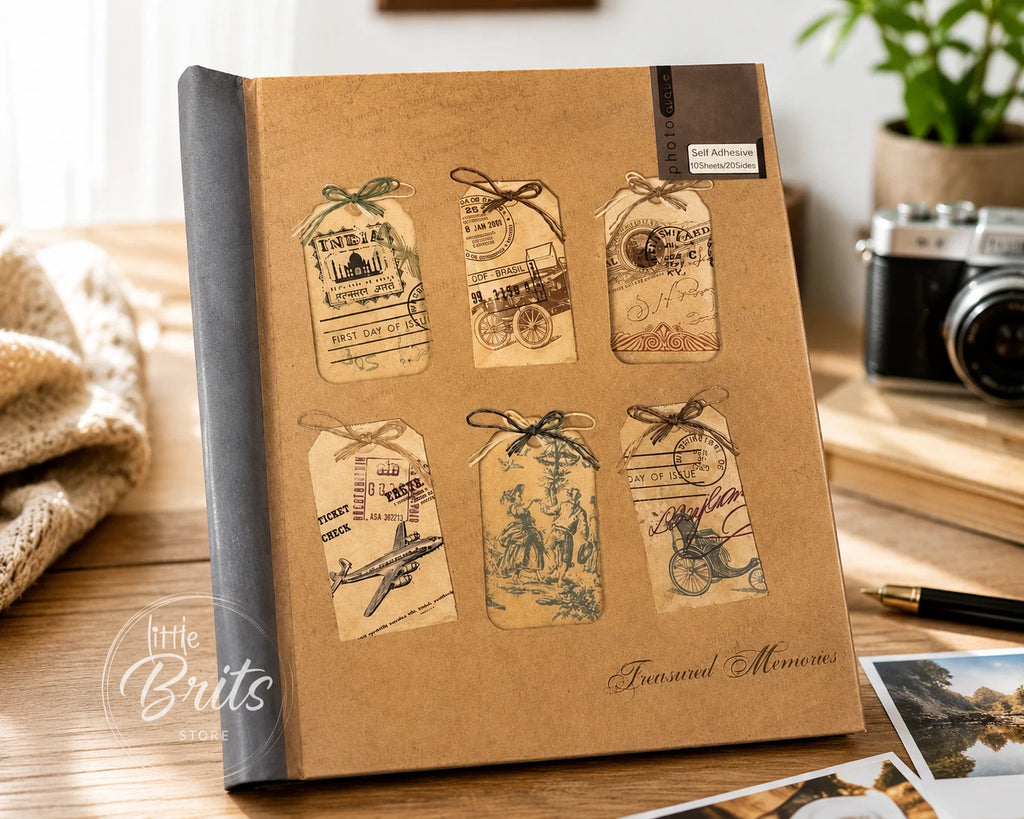Travel Photo Album Self Adhesive Memory Book Vintage Scrapbook Holiday Keepsake