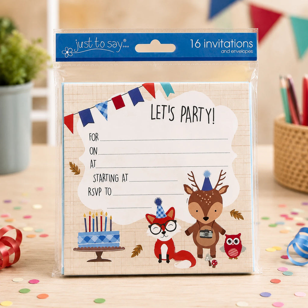16 Kids Birthday Party Invitation Cards With Envelopes Of Assorted Designs