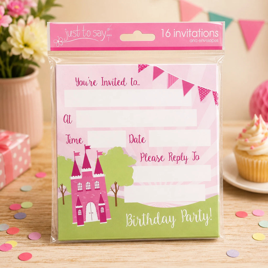 16 Kids Birthday Party Invitation Cards With Envelopes Of Assorted Designs