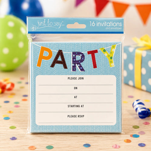 16 Kids Birthday Party Invitation Cards With Envelopes Of Assorted Designs